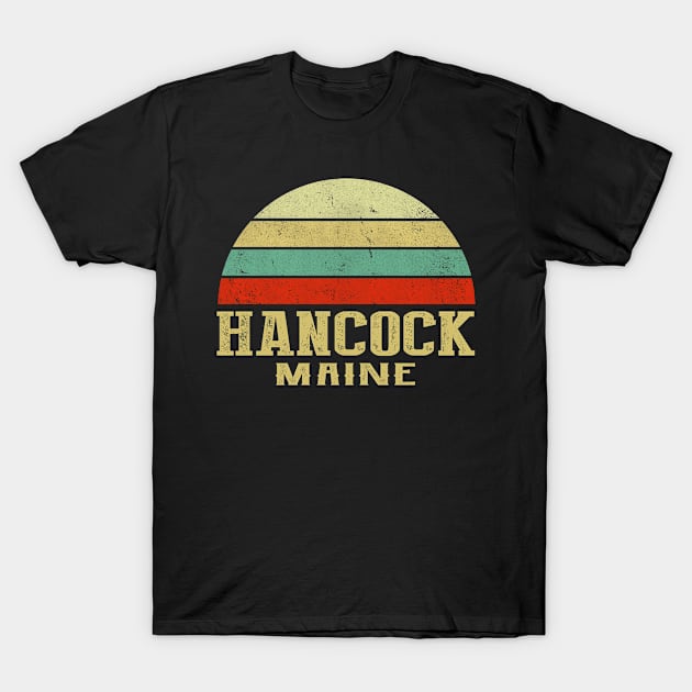 HANCOCK MAINE Vintage Retro Sunset T-Shirt by LIPTIN